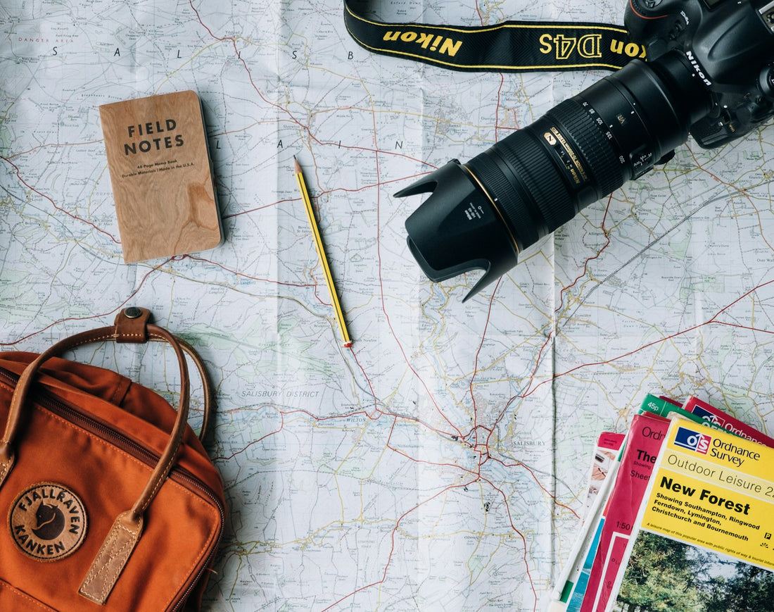 Travel flat-lay packing essentials