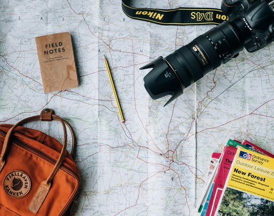 Travel flat-lay packing essentials